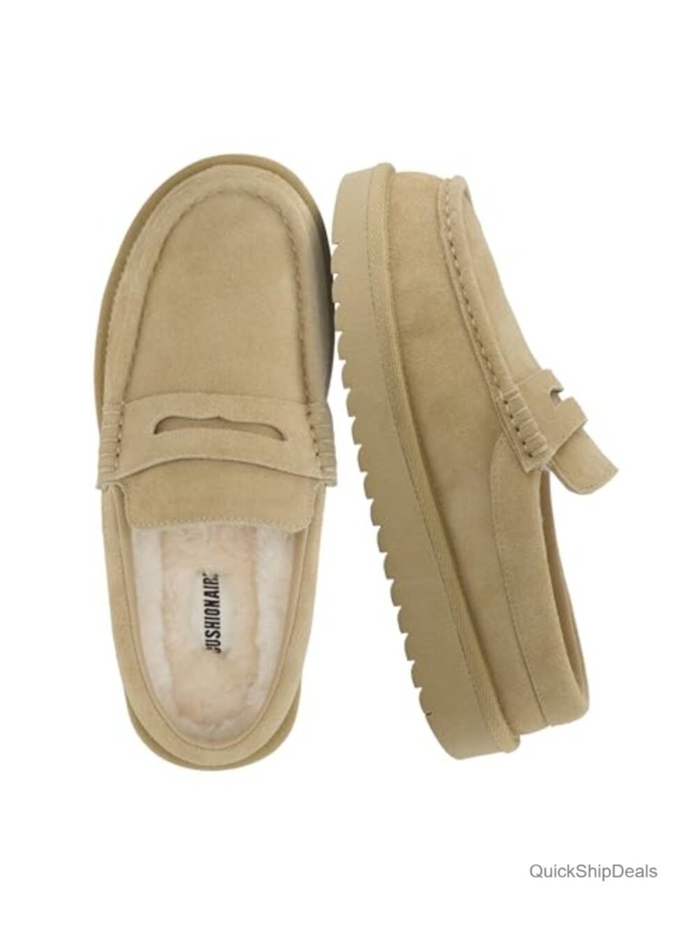 Genuine Suede Clogs for Women with Faux Fur Lining & Memory Foam